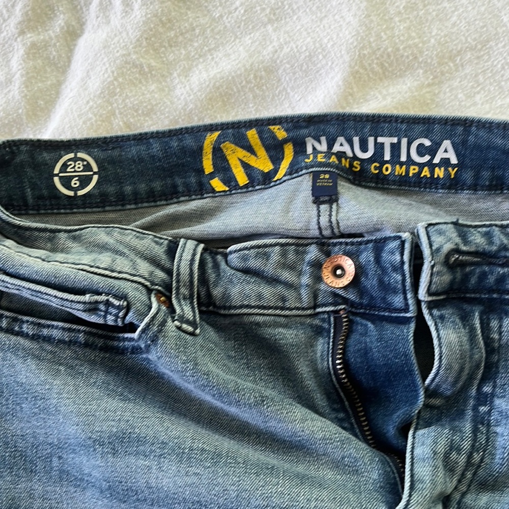 Nautical denim skirt. Waist 30 inches. Length 17 inches.